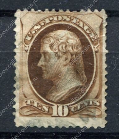 США 1873 г. • SC# 161 • 10 c. • Президент Томас Джефферсон • Used VF ( кат. - $20 )