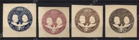 США 1893 г. Sc# U348-351 • 1,2,5б10 c. • Колумбова выставка • 4 вырезки • Mint VF