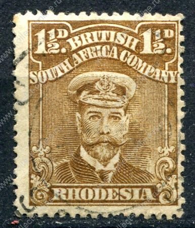 Родезия 1913-1922 гг. • Gb# 206 • 1½ d. • выпуск "Адмирал" • перф. - 15 • стандарт • Used F-VF ( кат. - £7 )