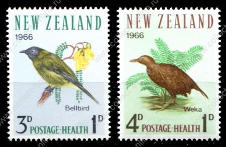Новая Зеландия 1966г. SC# B71-2 • Птицы • благотворительный выпуск • MNH OG XF / полн. серия