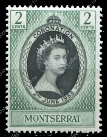 Монтсеррат 1953 г. Gb# 136 • Коронация Елизаветы II • 2c. • MNH OG XF
