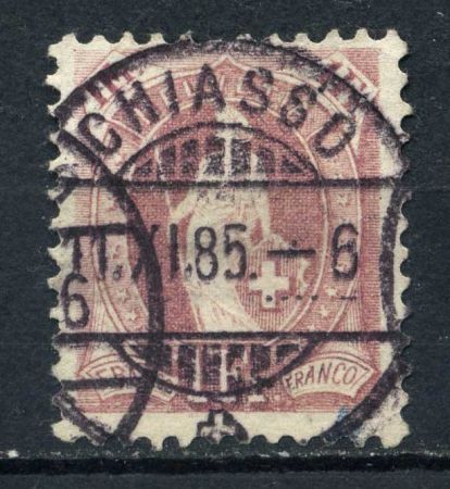 Швейцария 1901-1903 гг. • SC# 87b • 1 fr. • "Швейцария" со щитом • перф. - 11½:12 • стандарт • Used XF+ ( кат. - $250+ )