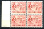 Северное Борнео 1954-1959 гг. • Gb# 377 • 8 c. • Елизавета II основной выпуск • карта • кв. блок • MNH OG XF