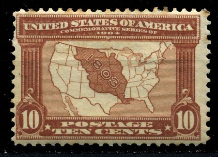 США 1904 г. • Sс# 327 • 10 c. • Выставка в Луизиане • карта США • MH OG VF ( кат. - $130 )