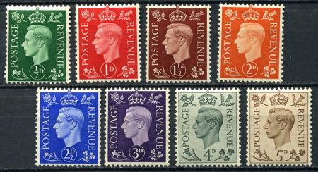 Великобритания 1937-1947 гг. • Gb# 462-9 • ½ - 5 d. • Георг VI • стандарт • MH OG VF ( кат. - £12 )