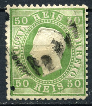 Португалия 1870-1884 гг. • Mi# 39b(Sc# 42) • 50 r. • Луиш I • перф. - 12½ • стандарт • Used VF ( кат.- €60 )