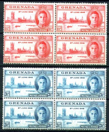 ГРЕНАДА 1946г. GB# 164-5 MNH OG VF КВ. БЛОКИ / ОМНИБУС