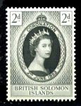 Британские Соломоновы о-ва 1953 г. • GB# 81 • 2 d. • Коронация Елизаветы II • MNH OG XF