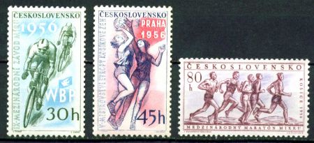 ЧЕХОСЛОВАКИЯ 1956г. MI# 965-7 MNH OG / СПОРТ