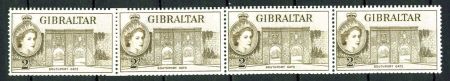 Гибралтар 1953-1959 гг. • Gb# 148 • 2 d. • Елизавета II • осн. выпуск • Южные ворота • (рулонные) сцепка 4 м. • MNH OG VF