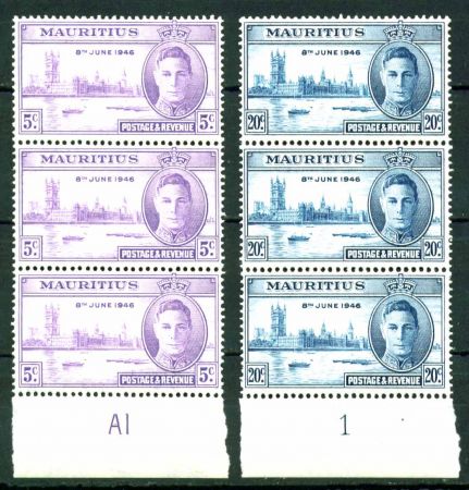 МАВРИКИЙ 1946г. GB# 264-5 MNH OG VF НОМЕРНАЯ СЦ. 3м. / ОМНИБУС