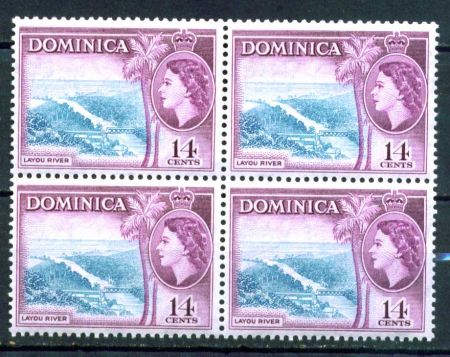 ДОМИНИКА 1954-62г. GB# 152 / 14c. MNH OG кв. блок