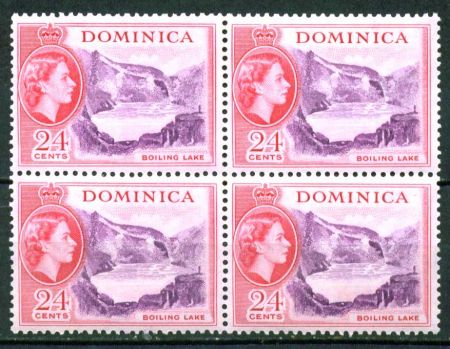 ДОМИНИКА 1954-62г. GB# 153 / 24c. MNH OG кв. блок