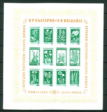 БОЛГАРИЯ 1953г. MI# BL.4 MNH OG VF БЛОК / ФЛОРА