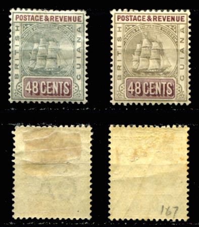 Британская Гвиана 1900-1903 гг. Gb# 237,237a • 48 c.(2) • парусный фрегат(разновидности цвета) • стандарт • MH OG XF- ( кат.- £80 )
