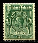 Фолклендские о-ва 1921-1928 гг. • Gb# 80 • 3 sh. • Георг V • стандарт • MLH OG XF (кат.- £100)