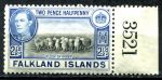 Фолклендские о-ва 1938-1950 гг. • Gb# 151 • 2½ d. • Георг VI • основной выпуск • отара овец • MNH OG XF+
