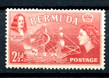 Бермуды 1953-1962 гг. • Gb# 139 • 2½ d. • Елизавета II • осн. выпуск • парусник • MNH OG VF