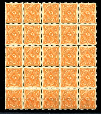 Германия 1922 г. • Mi# 205 • 5 M. • стандарт • блок 25 марок • MNH OG VF