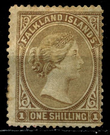 Фолклендские о-ва 1878-1879 гг. • Gb# 4 • 1 sh. • Королева Виктория • стандарт • MH OG F- ( кат.- £85 )