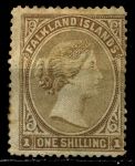 Фолклендские о-ва 1878-1879 гг. • Gb# 4 • 1 sh. • Королева Виктория • без в.з. • стандарт • MH OG F- ( кат.- £85 )