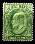 Фолклендские о-ва 1904-1912 гг. • Gb# 43 • ½ d. Эдуард VII • стандарт • MH OG VF ( кат.- £6 )
