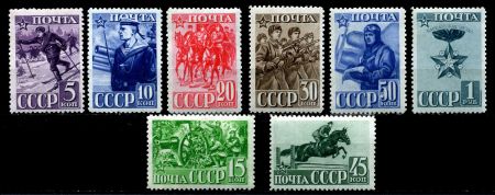 СССР 1941 г. • Сол# 787-94 • 5 коп. - 1 руб. • 23-я годовщина РККА и ВМФ • полн. серия • MH OG F-VF