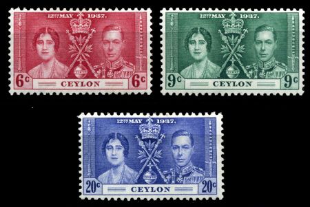 ЦЕЙЛОН 1937г. GB# 383-5 / КОРОНАЦИЯ MNH OG VF / ОМНИБУС