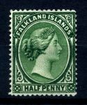 Фолклендские о-ва 1891-1902 гг. • Gb# 16 • ½ d. • Королева Виктория • стандарт • MH OG F-VF ( кат.- £16 )