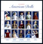 США 1996 г. • SC# 3151 • 32 c.(15) • старинные куклы • мал. лист 15 марок • MNH OG XF