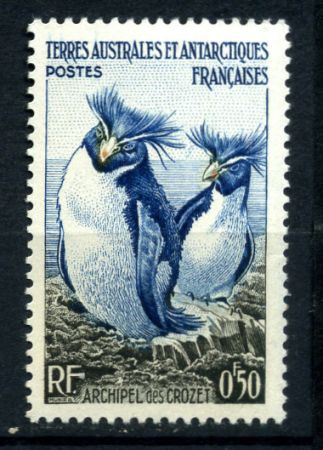 Французские Южные и Антарктические территории 1956 г. • SC# 2 • 0.5 fr. • Фауна Антарктики • пингвины • MH OG VF