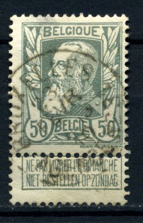 Бельгия 1905-1911 гг. • Mi# 75(Sc# 89) • 50 c. • Леопольд II • стандарт • Used F-VF ( кат. - €2.50 )