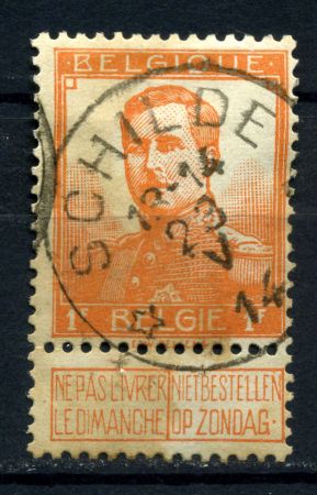 Бельгия 1912-1913 гг. • Mi# 97 • 1 fr. • Король Альберт I • стандарт • Used VF