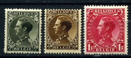 БЕЛЬГИЯ 1934-5гг SC# 262-4 / 70c.-1fr. MH OG F-VF