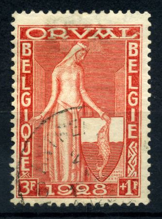 БЕЛЬГИЯ 1928г. SC# B75 / 3fr.+1fr. USED F-VF