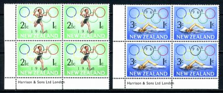 Новая Зеландия 1968 г. Gb# MS889 • спорт и здоровье • Олимпийский выпуск • MNH OG XF • полн. серия • кв. блоки