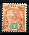 ЦЕЙЛОН 1893-9гг. GB# 245 / 3с. MH OG F-VF