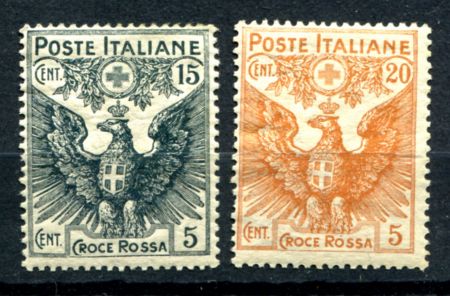 Италия 1915-6 гг. • SC# B2-3(Mi# 121-2) • Государственные символы • благотворительный выпуск • MH OG VF ( кат. - $40 )