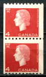 Канада 1962-1963 гг. • SC# 408 • 4 c. • Елизавета II • из рулонов • стандарт • пара • MNH OG VF ( кат. - $10 )