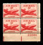 США 1947г. SC# С 33 / 5c. MLH OG VF no. pl. bl. / АВИАЦИЯ