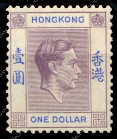 Гонконг 1938-1952 гг. • Gb# 145 • $1 • Георг VI • стандарт • MH OG VF ( кат.- £ 10 )