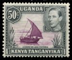 Кения, Уганда и Танганьика 1938-1954 гг. • Gb# 144 • 50 c. • Георг VI • основной выпуск • лодка на озере Виктория • MLH OG XF ( кат.- £ 20 )