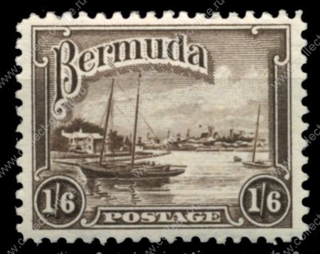 Бермуды 1936-1947 гг. • Gb# 106 • 1s.6d. • Георг V основной выпуск • парусники у причала • MH OG VF