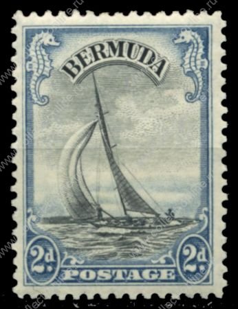 Бермуды 1936-1947 гг. • Gb# 101 • 2 d. • Георг V • основной выпуск • спортивная яхта в море • MH OG VF