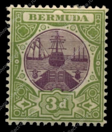 Бермуды 1902-1903 гг. • Gb# 33 • 3 d. • парусники у сухого дока • стандарт • MNH!! OG VF ( кат. - £5 )