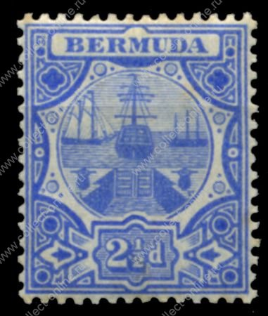 Бермуды 1906-1910 гг. • Gb# 41 • 2½ d. • парусники у сухого дока • стандарт • MNH!! OG VF ( кат. - £30 )