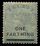 Бермуды 1901 г. • Gb# 30 • ¼ d. на 1 s. • Виктория • надпечатка нов. номинала • стандарт • MH OG VF