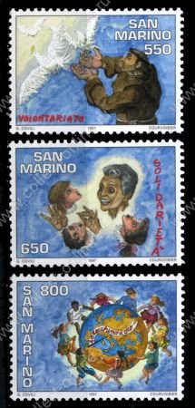 Сан-Марино 1997 г. • Sc# 1408-10 • 550 - 800 L. • Международное движение волонтеров • полн. серия • MNH OG VF