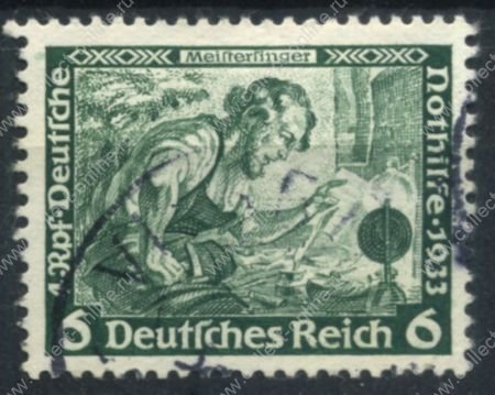 Германия 3-й рейх 1933 г. • MI# 502 • 6 + 4 пф. • Оперы Вагнера • "Нюрнбергские мейстерзингеры" • Used VF ( кат. - €3 )
