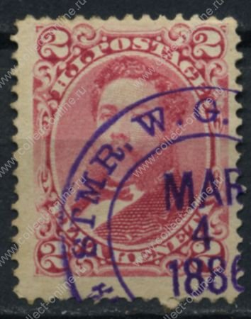 Гаваи 1883-1886 гг. • SC# 43 • 2 c. • король Давид Калакауа • Used XF